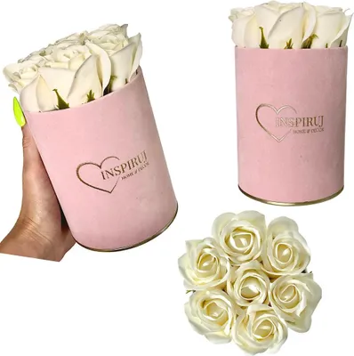 Produktbild von Flowerbox Inspiruj - Rosa Box mit Seifenrosen - Nr. 18 Creme