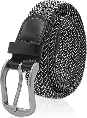 Produktbild von Glamexx24 Uni Elastischer Ledergürtel Geflochtener Stretchgürtel Dehnbarer Leder Gürtel für Damen und Herren 90 bis 145 cm-Farbe: Schwarz weiss -Größe: 105 cm