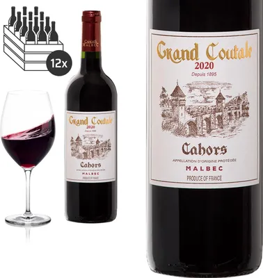 Produktbild von 12er Karton 2020 Cahors GRAND Coutale Clos la Coutale Rotwein