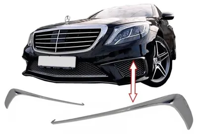 Obrázek produktu pro Chromované boční lišty nárazníku pro Mercedes S W222 (modelové roky 2013-2017), vhodné pro modely S65/S63, náhradní díl.