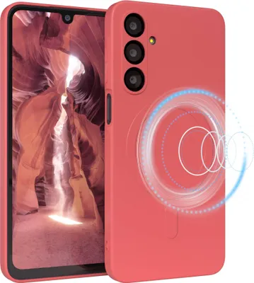 Produktbild von EAZY CASE - Silikonhülle magnetisch für Samsung Galaxy A16, Hülle Silikon, weich stoßfeste Magnet Handyhülle, Schutzhülle mit Kameraschutz, TPU Bumper in Rot