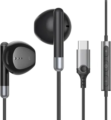 Produktbild von USB-C Kopfhörer mit Kabel, ergonomisches Design integrierter DAC-Chip Steuerung für Musik und Anrufe, kompatibel mit USB-C Geräten.
