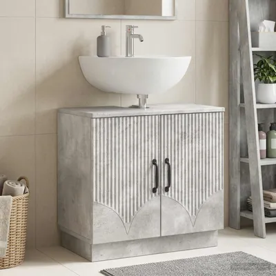 Image de Maison Exclusive - Meuble sous-lavabo HOORN, couleur gris béton, 59,5 x 31,5 x 56 cm
