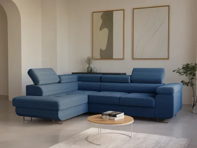 Produktbild von LetSit Ecksofa William L Poso Links Freistehendes Loungesofa Bequemes Ecksofa mit Schlaffunktion Schmutzabweisend Für Wohnzimmer Schlafzimmer Blau