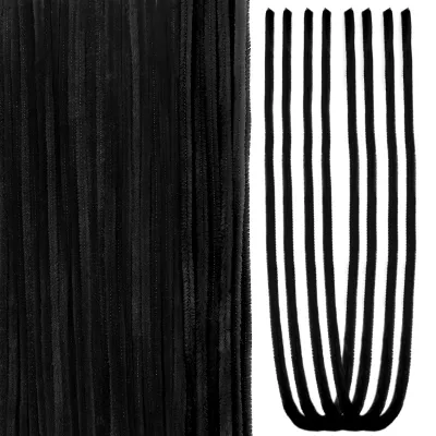 Chenilledraht 100 Stück, schwarz, 60 cm, 6 mm, DIY Basteln