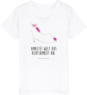 Produktbild von Mr. & Mrs. Panda Kleinkinder T-Shirt Einhorn Yoga 7-8 Jahre (122/128) - Weiß - Geschenk, Unicorn, Teenager, Kindershirt, Namaste, Sport, Kinder Mädchen, Einhörner, Jungen