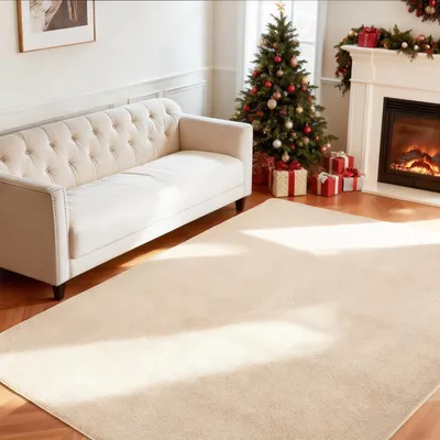 Obrázek produktu pro Beige nízký koberec 200x280 cm - Měkký a pratelný protiskluzový