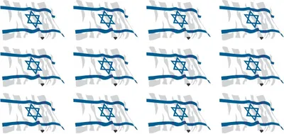 Produktbild von Mini Aufkleber Set - Pack wehend - 50x31mm - selbstklebender Sticker - Fahne - Israel - Flagge / Banner / Standarte fürs Auto, Büro, zu Hause und die Schule - 12 Stück