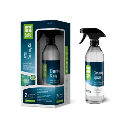 Produktbild von ColorWay Bildschirmreinigungsset, 550ml Reinigungsspray, 2 Mikrofasertücher, für LCD LED OLED Bildschirme, Tablets & Smartphones, CW-5500