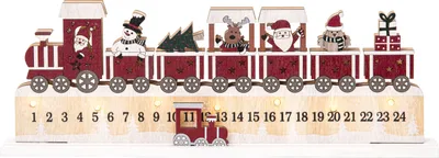 Produktbild von Star Trading 272-33 LED-Fensterleuchter "Jolly", 5-flammig weiß/bunt, Santa in Zug, mit Kalender, ww LED, ca. 38x13,5 cm, Batterie, Timer,  Vierfarb-Karton