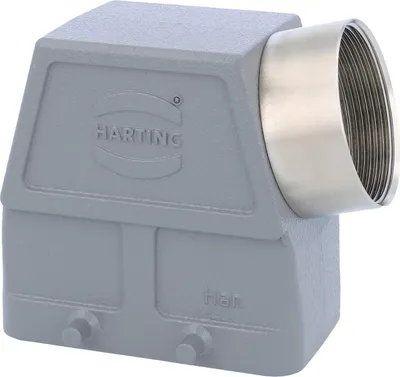 Produktbild von HARTING Han 10B Tüllengehäuse hoch, 1xM40 seitlicher Kabelabgang, für 2 Bügel (am Unterteil) Verschraubung M40