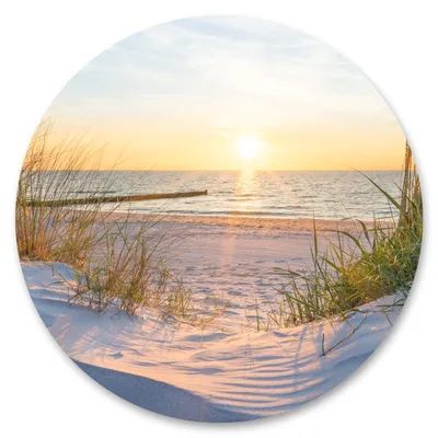 Produktbild von Sticker Kreis STRAND Meer Sonnenuntergang Landschaft Himmel Natur 3D Wanddeko Aufkleber Wohnzimmer Schlafzimmer 100 cm x 100 cm