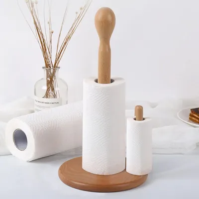 Immagine prodotto di Portarotoli da cucina in legno, da appoggio, con base antiscivolo, per 1 rotolo, multifunzionale per la cucina