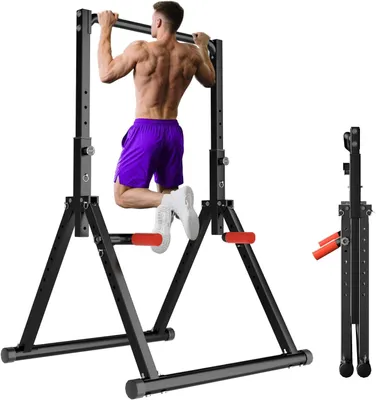 Obrázek produktu pro Posilovací stanice – fitness věž – posilovací trénink – 8 úrovní nastavení – 116 x 113 x 230 cm – černá