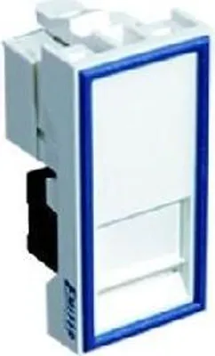Produktbild von RJ45 UTP Cat.5e Datenkommunikationsbuchse mit Adapter, 1-Modul weiß, niedrig