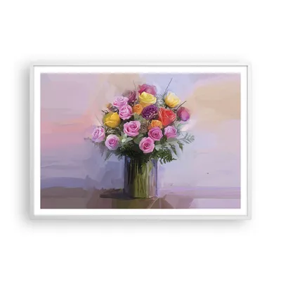 Produktbild von Gerahmtes Poster - Weißer Rahmen - Blumen Vase Grafiken - 100x70 cm - Wand Bild - Wanddeko - Wandbilder - Kunstposter - Wandposter - Bilderrahmen - Bilder - Kunstdruck - Wandbild - P2WAA100x70-4207