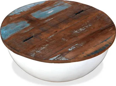 Produktbild von vidaXL Couchtisch Altholz Massiv Weiß Schalenform