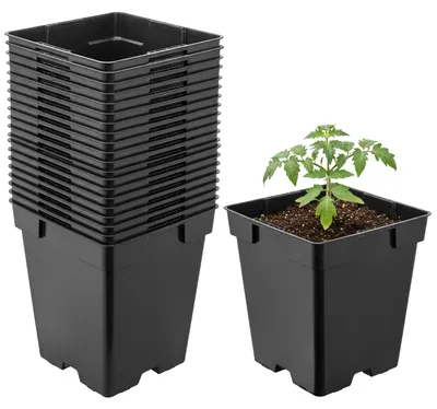 Image de Garronda, lot de 20 pots de fleurs carrés en plastique avec trous de drainage pour le jardin (noirs, 11 x 11 x 12 cm (1 L)) GD-KW-S