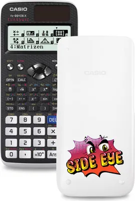 Produktbild von Casio FX-991DE X ClassWiz Schulrechner mit Jugendwort Side-Eye in pink (Motiv 23)