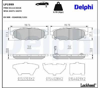 Produktbild von DELPHI Bremsbeläge Satz Hinten Bremsklötze für SUBARU FORESTER (SH) LP1999