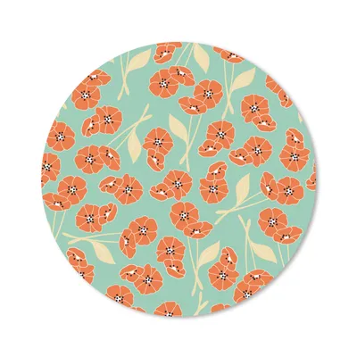 Produktbild von MuchoWow® Mauspad Mousepad Retro - Blumen - Design - Orange 20x20 cm - Mousepads - Maus Mat - Pad - Mausunterlage - Schreibtischmatte