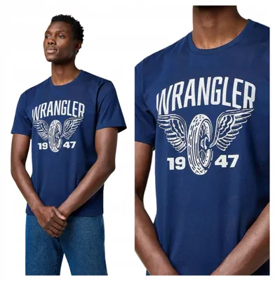 Zdjęcie produktu dla Wrangler | Męska koszulka typu T-shirt z bawełny w kolorze granatowym, rozmiar XL