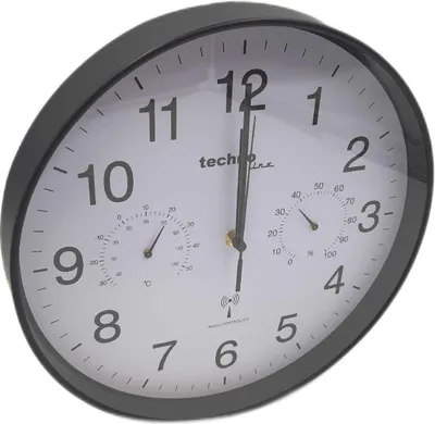 Zdjęcie produktu dla Technoline WT 8945, Ściana, Zegar sterowany radiowo, Okrągły, Czarny, Biały, Plastik, -30 - 50 °C