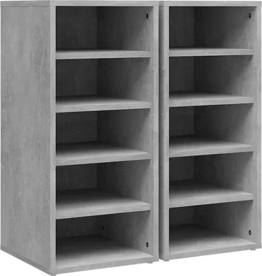 Image de vidaXL Armoires à chaussures 2 pcs. Gris béton 31,5x35x70 cm Bois composite