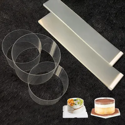 Acetat-Kuchenkragen, 50 Stück, transparent, 5 x 32 cm, für Tortendekoration