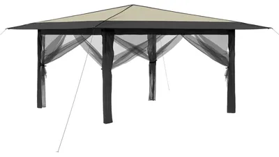 Obrázok produktu pre Záhradná altánka so štyrmi bočnými stenami, rozmer 4 x 4 metre, farba krémová a antracitová