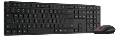 Zdjęcie produktu dla Lenovo 4X31S04830, Pełnowymiarowy (100%), Bezprzewodowy, RF Wireless + Bluetooth, Czarny, Dołączona myszka
