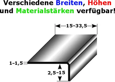 A diagram showing dimensions of a metal profile.