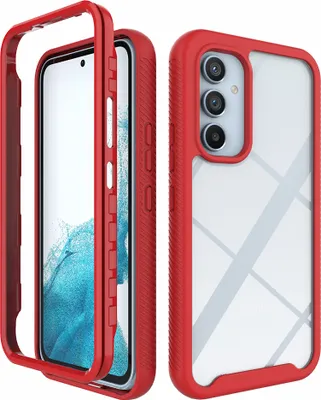Produktbild von Galaxy A54 5G Hülle, Hybrid Transparente Rückseite TPU Bumper Stoßfest Schutzhülle für Samsung Galaxy A54 5G Rot