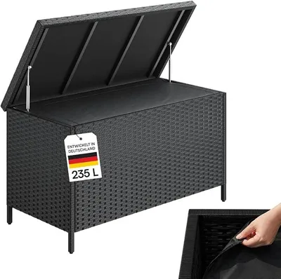 Imagen del producto de Serion, caja de jardín de 110 cm de ancho, color , fabricada en ratán, resistente a la intemperie