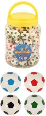 Image de 72 pièces - Boules rebondissantes en forme de ballon de football, Ø 3,5 cm, en pot - Idées cadeaux - Boules rebondissantes - Cadeau - Cadeau pour enfants - Garçons