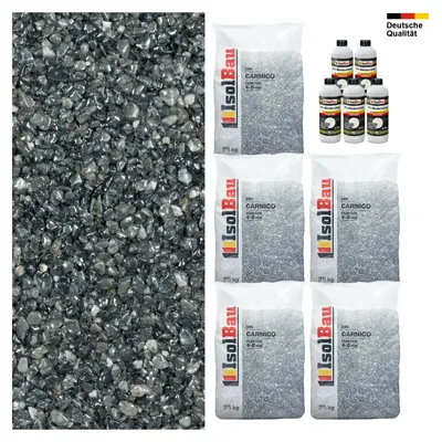 Steinteppich SET Carnico 4-8 Marmorkies 125kg + PU-Bindemittel Set für 12,5m²