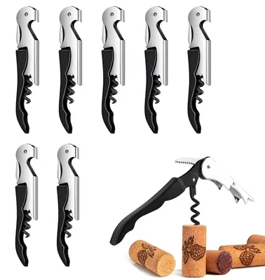 Produktbild von Edelstahl Kellnermesser - 3-in-1 Wein- und Bieröffner mit Folienschneider und Komfortgriff - 8 Stück