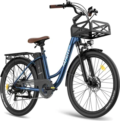 Produktbild von City E-Bike 26" 158 - 198 cm Pannensichere Reifen 36 V 250 W bis zu 160 - 200 km Wasserdicht IP54 mit 7 Gang, Blau