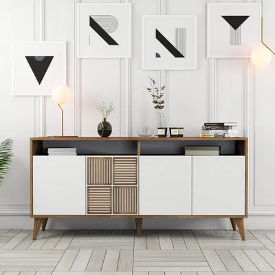 Obrázek produktu pro Skye Decor, Milan 160 - ořech, bílá, konzole, Nussbaum, 100 % MELAMINBESCHICHTETETETETE SPANPLATTEN, 160 x 35 x 78 cm