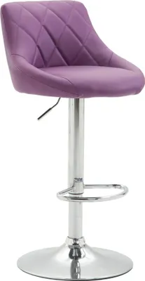Image de Chaise de bar stylée - tabouret - rembourrage en similicuir, pivotant à 360°, réglable en hauteur | Couleur : lilas | Couleur de base : chrome