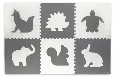 Obrázok produktu pre Veľká penová podložka, puzzle, biele a sivé zvieratá 6 ks