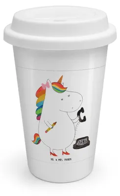 Produktbild von Mr. & Mrs. Panda Thermobecher Einhorn Sekretärin - Weiß - Geschenk, ToGo Kaffeebecher, To Go, Unicorn, Steuerbüro, Becher, Büro, Thermokaffeebecher, Einhörner