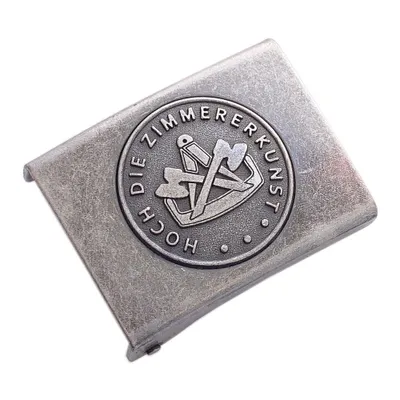 Produktbild von Koppelschloss Zimmermann Zimmerer Handwerk für 4,5 cm breite Koppelgürtel - vintage / eisengrau