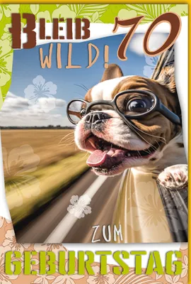 Produktbild von 70. Geburtstag – Karte mit Umschlag - Hund mit Brille