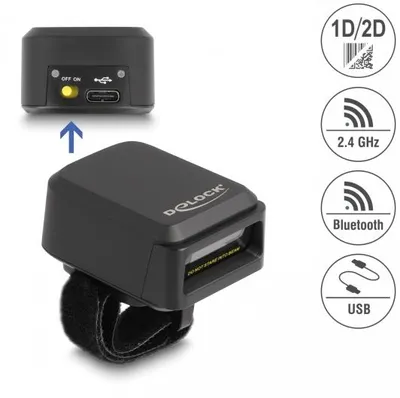 Produktbild von Delock Ringbarcode Scanner 1D und 2D mit 2,4 GHz oder Bluetooth - Wireless Charging Funktion