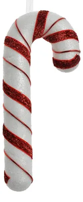 Produktbild von Clayre & Eef Weihnachtsanhänger Zuckerstange 20 cm Weiß Rot Kunststoff