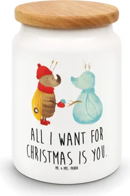 Produktbild von Mr. & Mrs. Panda Lebensmittelbehälter Nachtfalter Schneemann - Weiß - Geschenk, Kaffeedose, Weihnachtsgruß, Keksdose, Winterzeit, Winter, Dose, zuckerdose, Weihnachten