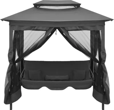 Zdjęcie produktu dla vidaXL Huśtawka ogrodowa z funkcją łóżka i dachem 220×160×240 cm stalowa