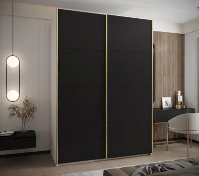 Obrázok produktu pre Dvojdverová skriňa SAMARA 1 - 180 cm, biela / čierna / zlatá
