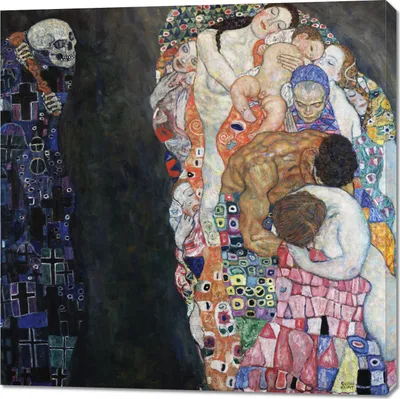 Obrázok produktu pre Obraz Smrť a život, Gustav Klimt Vintage, 100 x 100 cm, do obývacej izby
